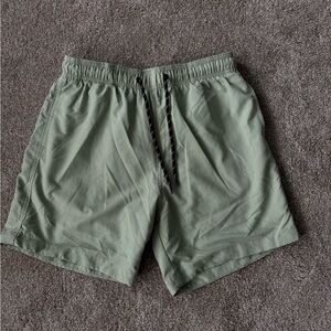 H&M Light Olive Green Elastic Waist Swim Shorts